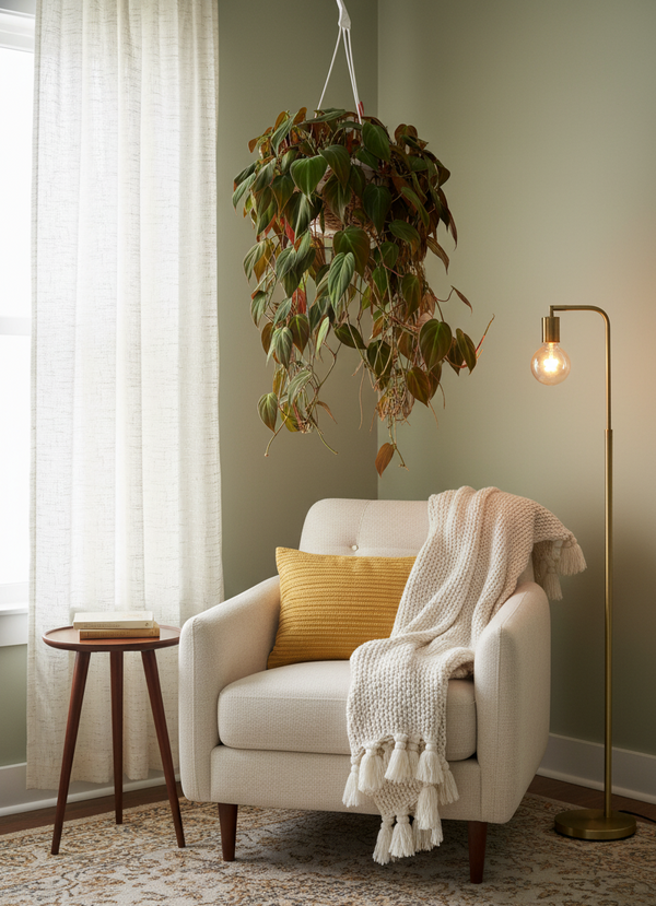 Philodendron Micans In A Hanging Basket