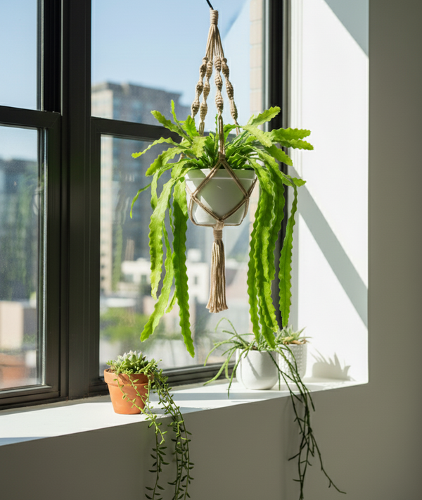 Cactus Blue Flame In a Hanging Basket
