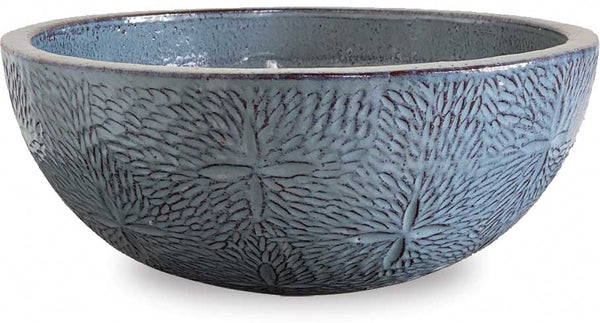 Low Bowl Planter with Flower Design