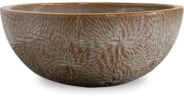 Low Bowl Planter with Flower Design