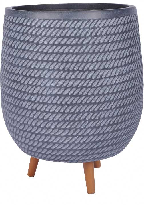 Rope Finish Round Pots with Wooden Legs