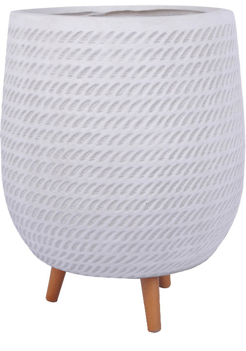 plant pot with wooden legs Rope Finish Round Pots with Wooden Legs – ShopTropicals
