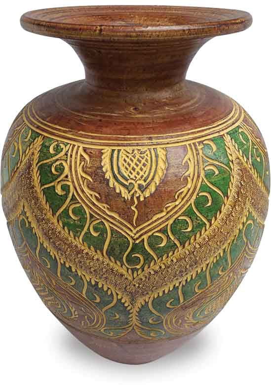Wide Vase with Necklace Design