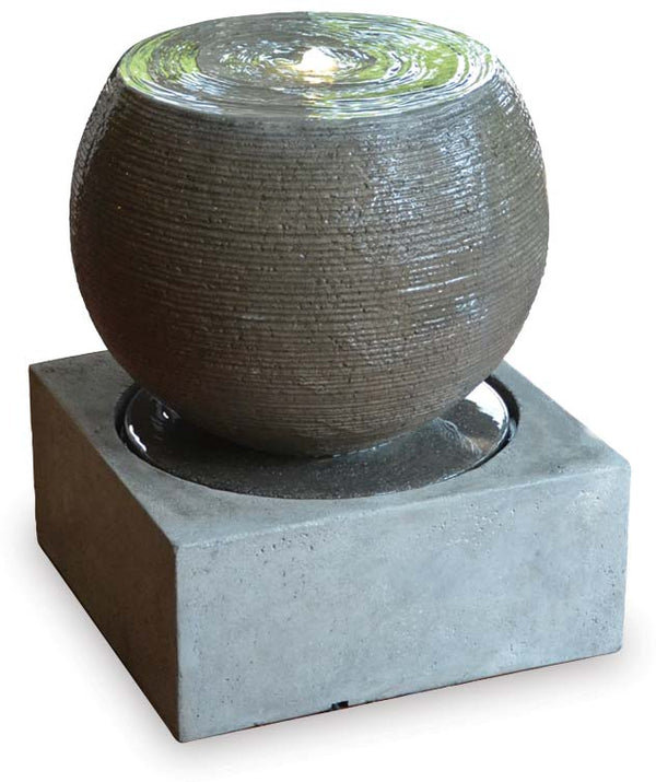 Round Fountain with Base & LED Light Top