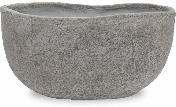 Grey Stone Low Bowl Belly Planter